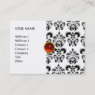 Carte De Visite DAMASK MON RUBY rouge vif violet gris or