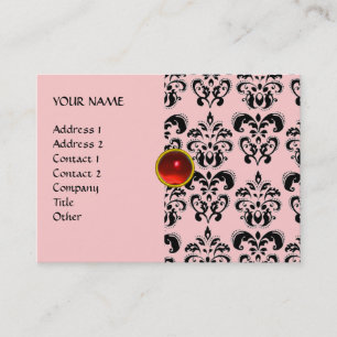 Carte De Visite DAMASK MON RUBY rouge vif violet gris or