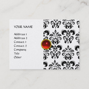 Carte De Visite DAMASK MON RUBY rouge violet gris or platine vif