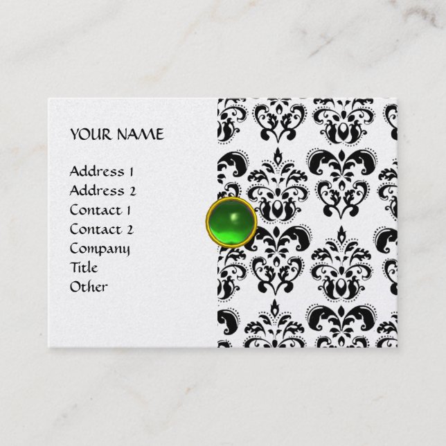 Carte De Visite DAMASK MON RUBY vert brillant gris or (Devant)
