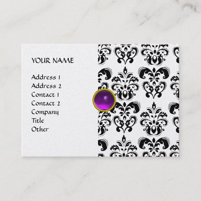 Carte De Visite DAMASK MON RUBY violet gris noir platine (Devant)