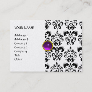 Carte De Visite DAMASK MON RUBY violet gris or perle