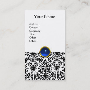 Carte De Visite DAMASK MONOGRAM gem bleu blanc