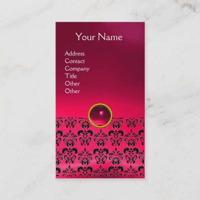 Carte De Visite DAMASK MONOGRAM gem rose rubis (Devant)