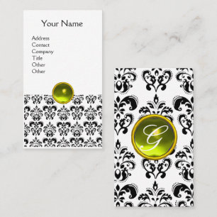 Carte De Visite DAMASK MONOGRAM Jeu jaune coquille