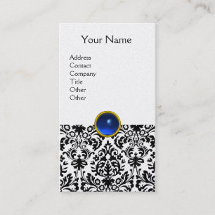 Carte De Visite DAMASK MONOGRAM perle bleue