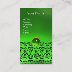 Carte De Visite DAMASK MONOGRAM vert émeraude