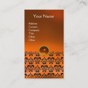 Carte De Visite DAMASK MONOGRAMME gemme jaune