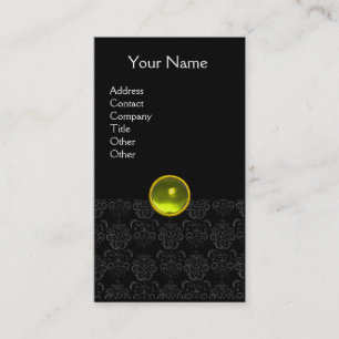 Carte De Visite DAMASK MONOGRAMME gemme jaune blanc noir