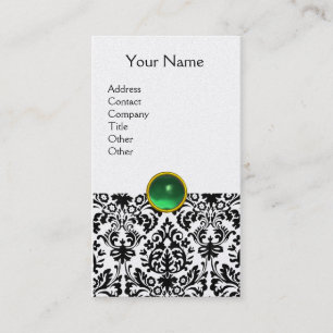 Carte De Visite DAMASK MONOGRAS gemme or vert