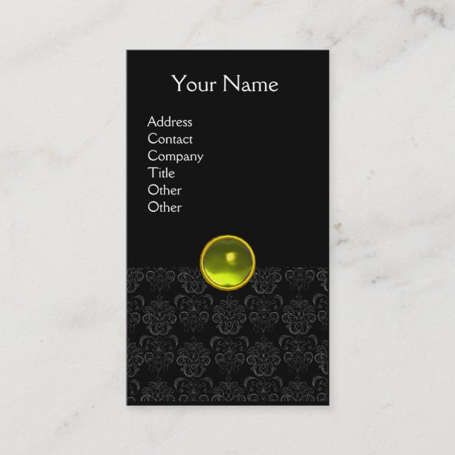 Carte De Visite DAMASK MONOGRAS Jeu jaune noir (Devant)
