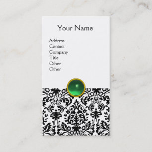 Carte De Visite DAMASK MONOGRAS Jeu vert blanc