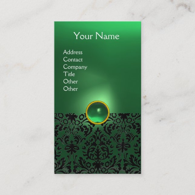 Carte De Visite DAMASK MONOGRAS Jeu vert blanc (Devant)
