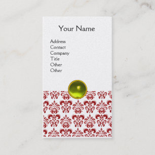 Carte De Visite DAMASK ROUGE MONOGRAM perle jaune