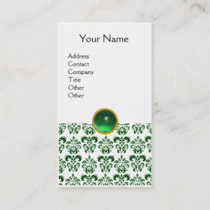 Carte De Visite DAMASK VERT SOMBRE MONOGRAM vert vert vert