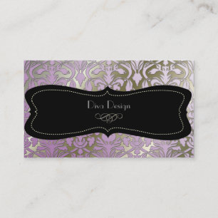 Carte De Visite Damassé baroque argentée lilac//black de Faux