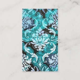 Carte De Visite Damassé de diamant, Changhaï dans turquoise et