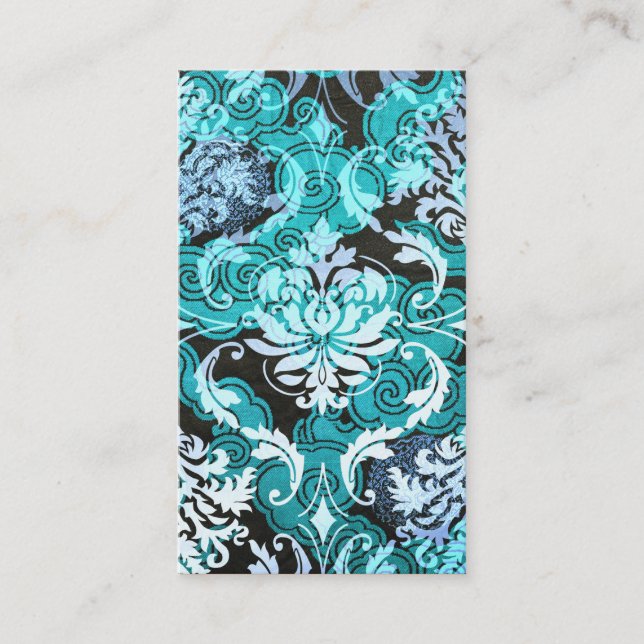 Carte De Visite Damassé de diamant, Changhaï dans turquoise et (Devant)