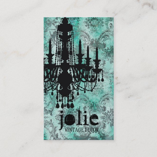 Carte De Visite Damassé de gris de turquoise de lustre de la (Devant)