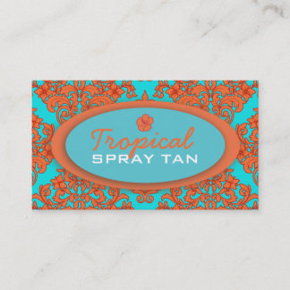 Carte De Visite Damassé d'orange et de turquoise