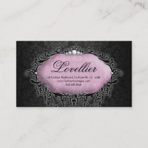 Carte De Visite Damassé élégante de gris de rose de bijoux de m