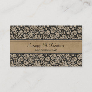 Carte De Visite Damassé élégante élégante dans la crème fonc