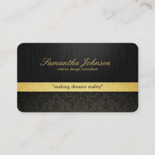 Carte De Visite Damassé élégante professionnelle de noir et d'o