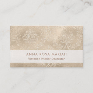 Carte De Visite Damassé florale victorienne vintage ene ivoire