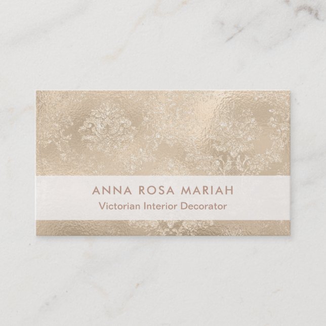 Carte De Visite Damassé florale victorienne vintage ene ivoire (Devant)
