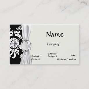Carte De Visite damassé funky orné noir et blanc