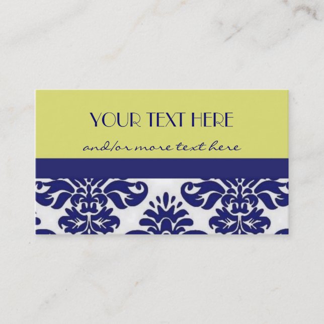 Carte De Visite Damassé jaune et bleue (Devant)