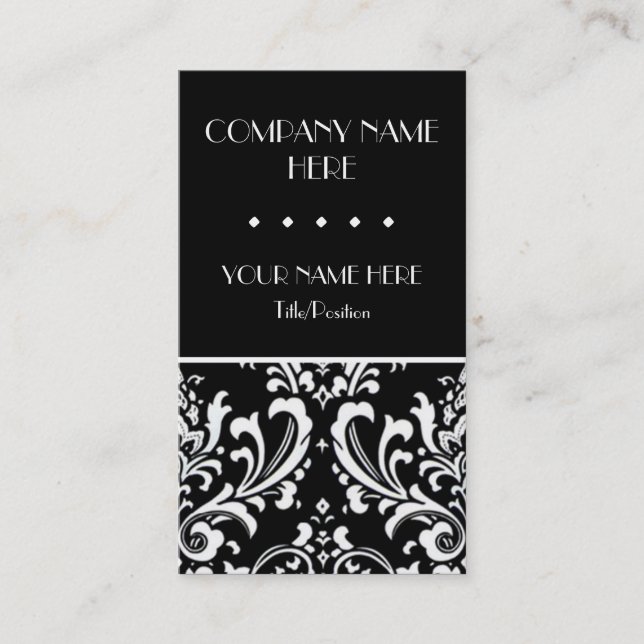 Carte De Visite Damassé noire et blanche (Devant)