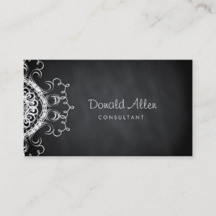 Carte De Visite Damassé professionnelle vintage noire de tableau