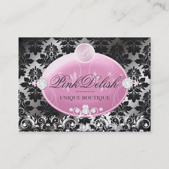 Carte De Visite Damassé rose de Blackberry de monogramme de 311 (Devant)