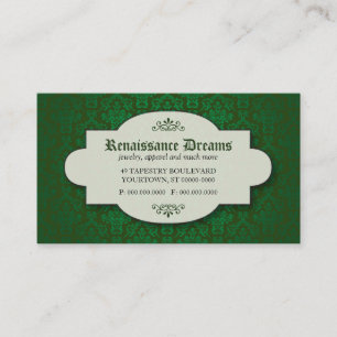 Carte De Visite Damassé verte somptueuse