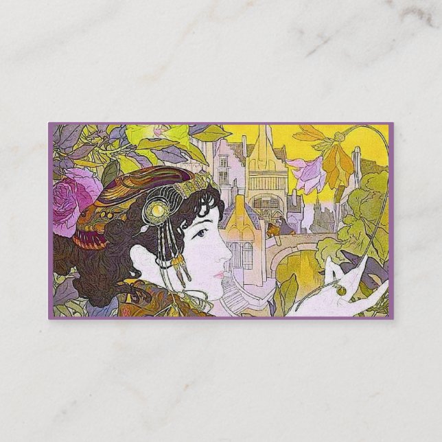 Carte De Visite Dame Art Nouveau dans un jardin (Dos)