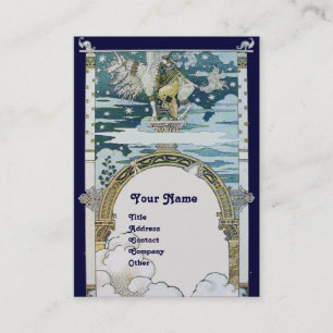 Carte De Visite DAME AVEC UNICORN, bleu blanc