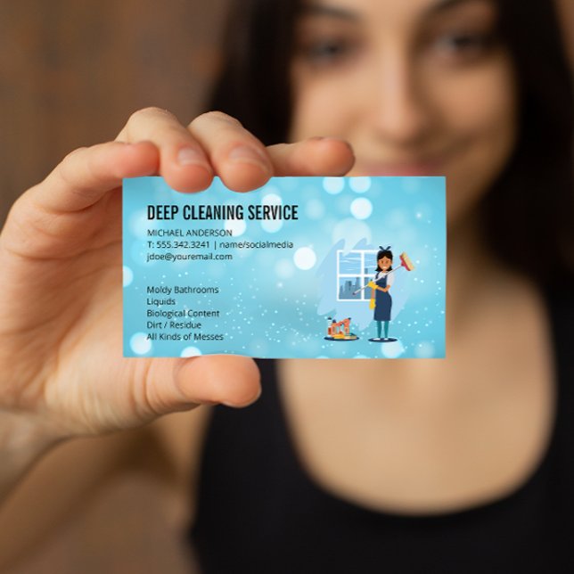 Carte De Visite Dame de nettoyage | Service de nettoyage (Créateur téléchargé)