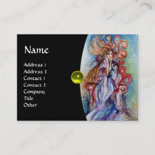 Carte De Visite DAME DU LAC monogramme gemme rose violet rouge