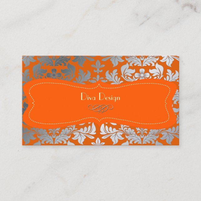Carte De Visite Damier argenté/Orange brûlé/Chocolat (Devant)