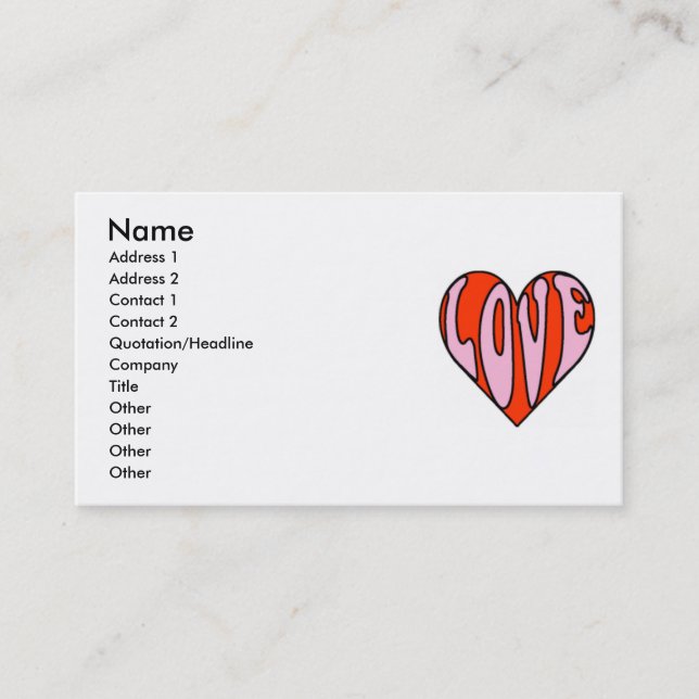 Carte de visite d'amour (Devant)