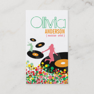 Carte De Visite Dancing Girls Retro Vinyl Pop Dots Artiste Busines