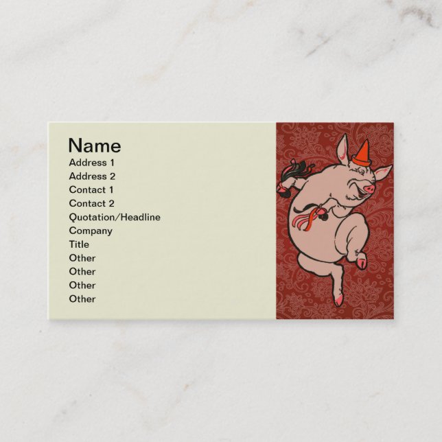 Carte De Visite Dancing Pig Antique Cute Danseuse (Devant)