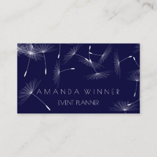 Carte De Visite Dandelion Confetti Blue Navy Événement blanc