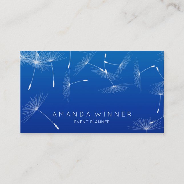 Carte De Visite Dandelion Confetti Cobalt Blue Glam Ombre Event (Devant)