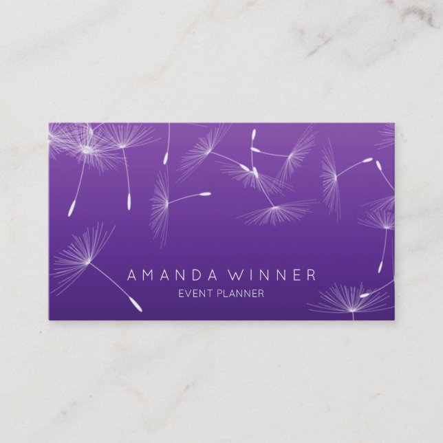 Carte De Visite Dandelion Confetti Purple Lavanda Glam Ombre Événe (Devant)