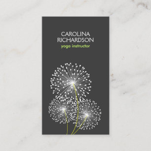 CARTE DE VISITE DANDELIONS BLANCS ENSEIGNANT YOGA, INSTRUCTEUR YOG