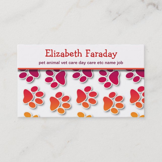 carte de visite d'animaux d'animaux familiers (Devant)