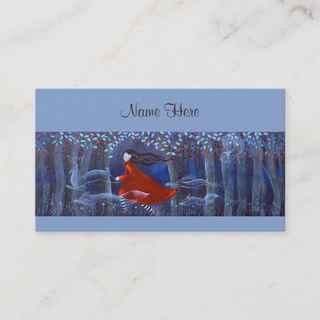 Carte De Visite Dans les bois avec les spiritueux animaux (Devant)