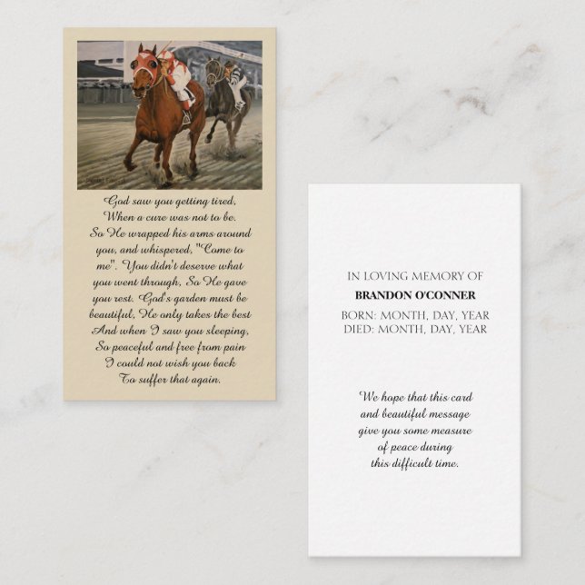 Carte De Visite Dans Love Memory Match Race Sympathy Card (Devant / Derrière)